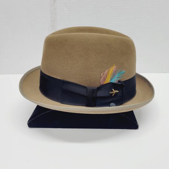 Vintage Champ Feel The Felt Fedora Brown Black KASMIR Finish 7-1\8 Airplane Pin - Picture 2 of 10